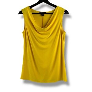 Susan Lawrence Size M Yellow Sleeveless Drape Neck Blouse